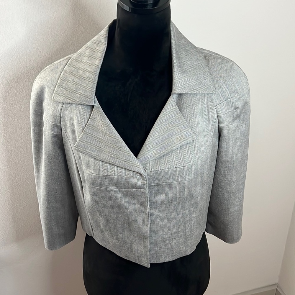 Antonio Melani Meisson Light Grat cropped blazer jacket Sz 4 Buttercup fields